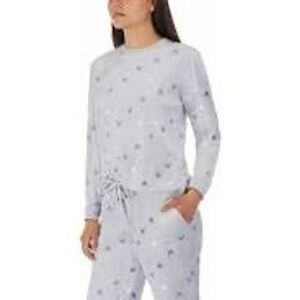 Disney Womens 2 Piece Fleece Pajama Set, Gray, Size Medium